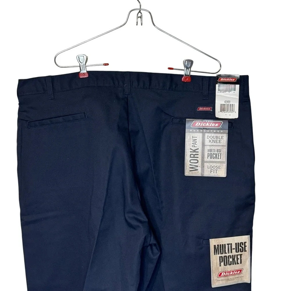 Dickies Mens Work Pants Double Knee Multi Use Pocket Loose Fit Navy 42x30 NWT